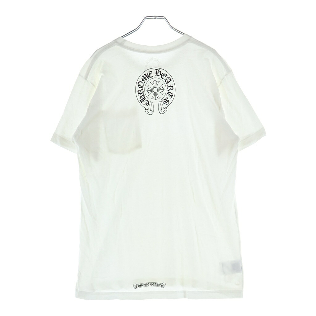 CHROME HEARTS(クロムハーツ) 大きさ:L Neck Logo S/S TEE のど首ロゴタイプ バックホースシュー 労働者の一団のど首半袖プルオーバーカットソー 白いこと【中古】【座標軸B】【色合い白いこと】【取りまわしバス発着場BRING京都河原町店】