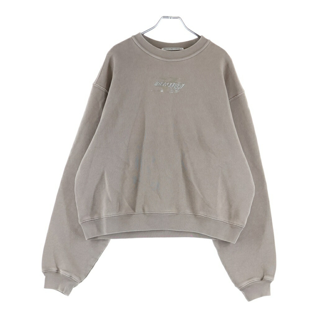 ALEXANDER WANG(アレキサンダーワン) 大きさ:S 金属元素ロゴタイプ クルーネックトレーナー 汗水 ベージュ 4CC4241513【新古品/中古】【度合いS】【色つやベージュ】【取りまわしバス発着場渋谷】