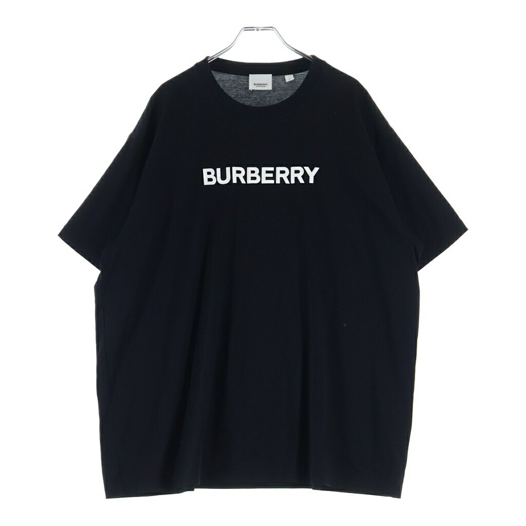 BURBERRY(バーバリー) 大いさ:L ロゴタイプ刷り上げる 綿織物 労働者の一団のど首 カットソー 黒いこと 8055307【中古】【座標軸A】【色合い黒いこと】【取りまわしバス発着場BRING心斎橋店】