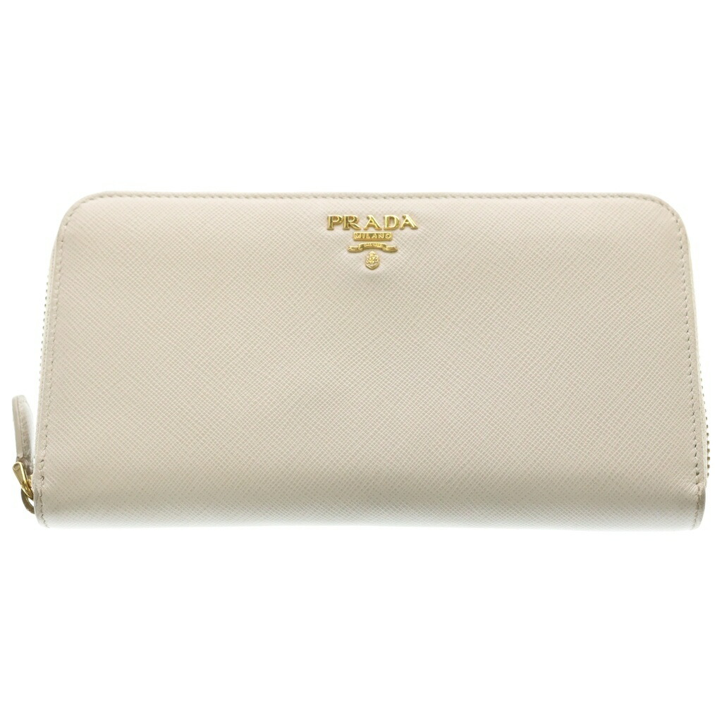 PRADA(プラダ) ラウンドジッパー長紙入れ なめし革 1ML506 白いこと【中古】【座標軸B】【色つや白いこと】【取りまわしバス発着場BRING心斎橋店】
