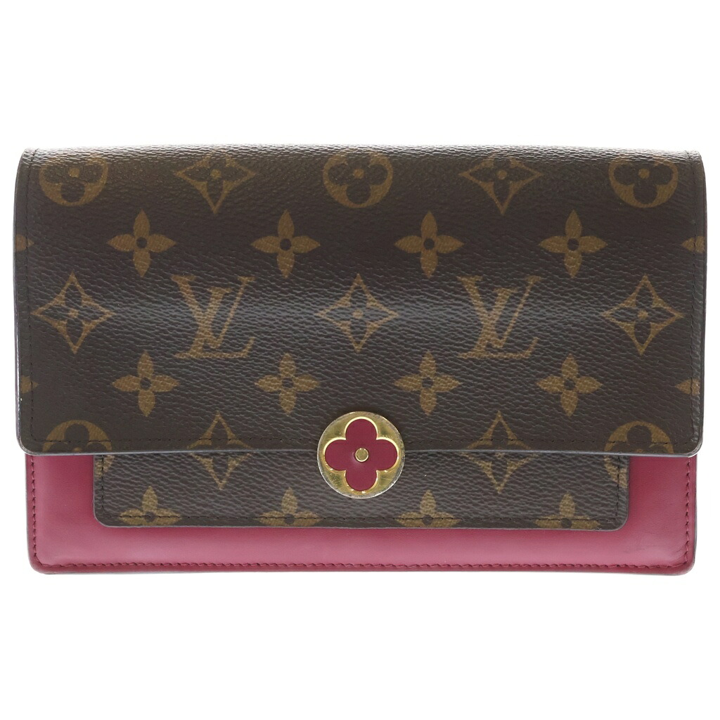 LOUIS VUITTON(ルイヴィトン) モノグラム ポルトフォイユフロールチェーン PVCなめし革 ショルダーバッグ 赤銅色/フーシャ M69578【中古】【座標軸B】【色つやサクラ色】【取りまわしバス発着場BRING心斎橋店】
