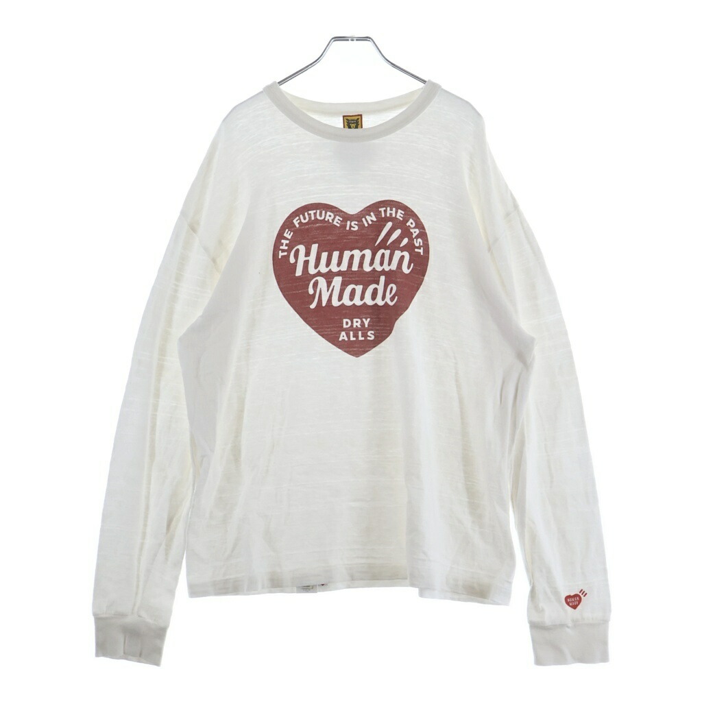 HUMAN MADE(ヒューマンお手伝いさん) 大きさ:XXL GRAPHIC L/S T-SHIRT ハートロゴプリント 労働者の一団のど首 長袖ティーシャツ カットソー 白いこと HM28CS035【中古】【度合いB】【色つや白いこと】【取りまわしバス発着場渋谷】