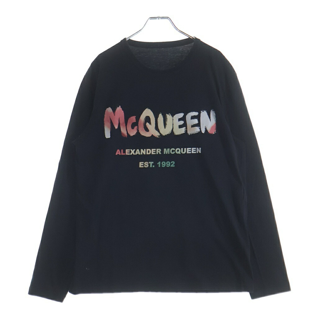 Alexander McQueen(アレキサンダーマックイーン) 大きさ:S フロントロゴプリント長袖ティーシャツ カットソー 黒いこと 750668QVZ15【中古】【度合いB】【色つや黒いこと】【取りまわしバス発着場BRING WASTE_NOT】