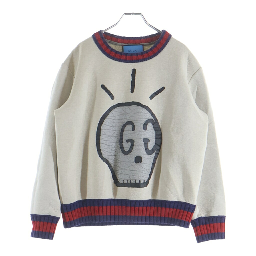 GUCCI(グッチ) 大きさ:L 16AW Ghost Print Trainer 生きすだま クルーネックトレーナー 白いこと 408239【中古】【度合いB】【色つや白いこと】【取りまわしバス発着場BRING札幌店】