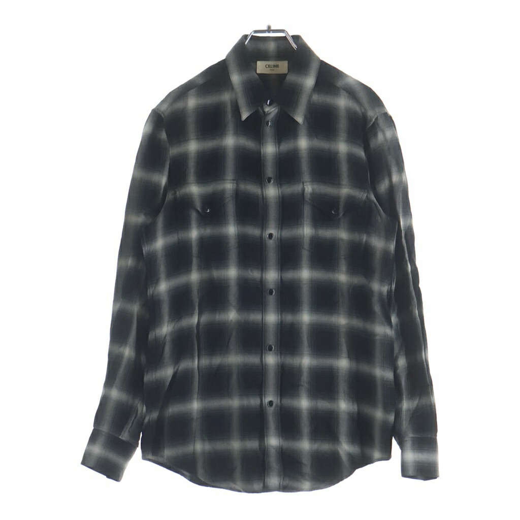 CELINE(セリーヌ) 大きさ:36 オンブレチェック 長袖プルオーバー 2C027054D 黒いこと【中古】【座標軸B】【色合い黒いこと】【取りまわしバス発着場BRING渋谷ANNEX店】