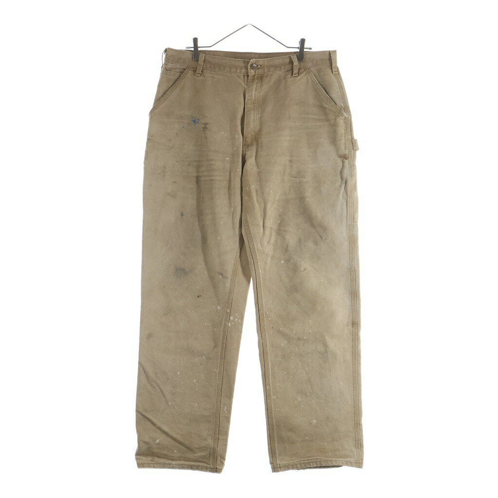 CARHARTT(鉄道車両ハート型) 大きさ:38×34 Dungaree Fit B11 ダンガリーフィット ペインターパンツ ベージュ【中古】【座標軸B】【色合いベージュ】【取りまわしバス発着場BRING横浜ビブレ店】