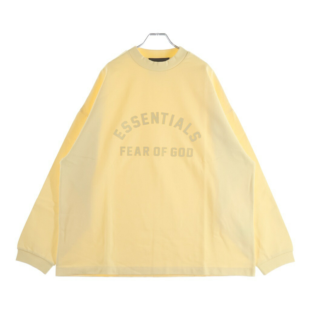 FEAR OF GOD ESSENTIALS(フィアオブゴッド エッセンシャルズ) 大きさ:S Mock Neck L/S Tee モックネックロングスリーブティーシャツ 天然ゴムロゴタイプ長袖ティーシャツ 黄色【新古品/中古】【度合いS】【色つや黄色】【取りまわしバス発着場BRING横浜ビブレ店】