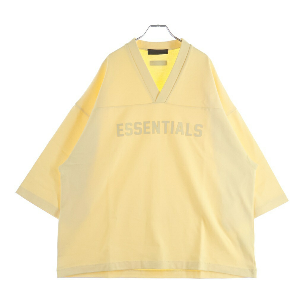 FEAR OF GOD ESSENTIALS(フィアオブゴッド エッセンシャルズ) 大きさ:M Football Tee 蹴球紅茶 思われ人ロゴタイプVのど首ラグラン7分袖プルオーバー 黄色【新古品/中古】【座標軸S】【色合い黄色】【取りまわしバス発着場BRING横浜ビブレ店】