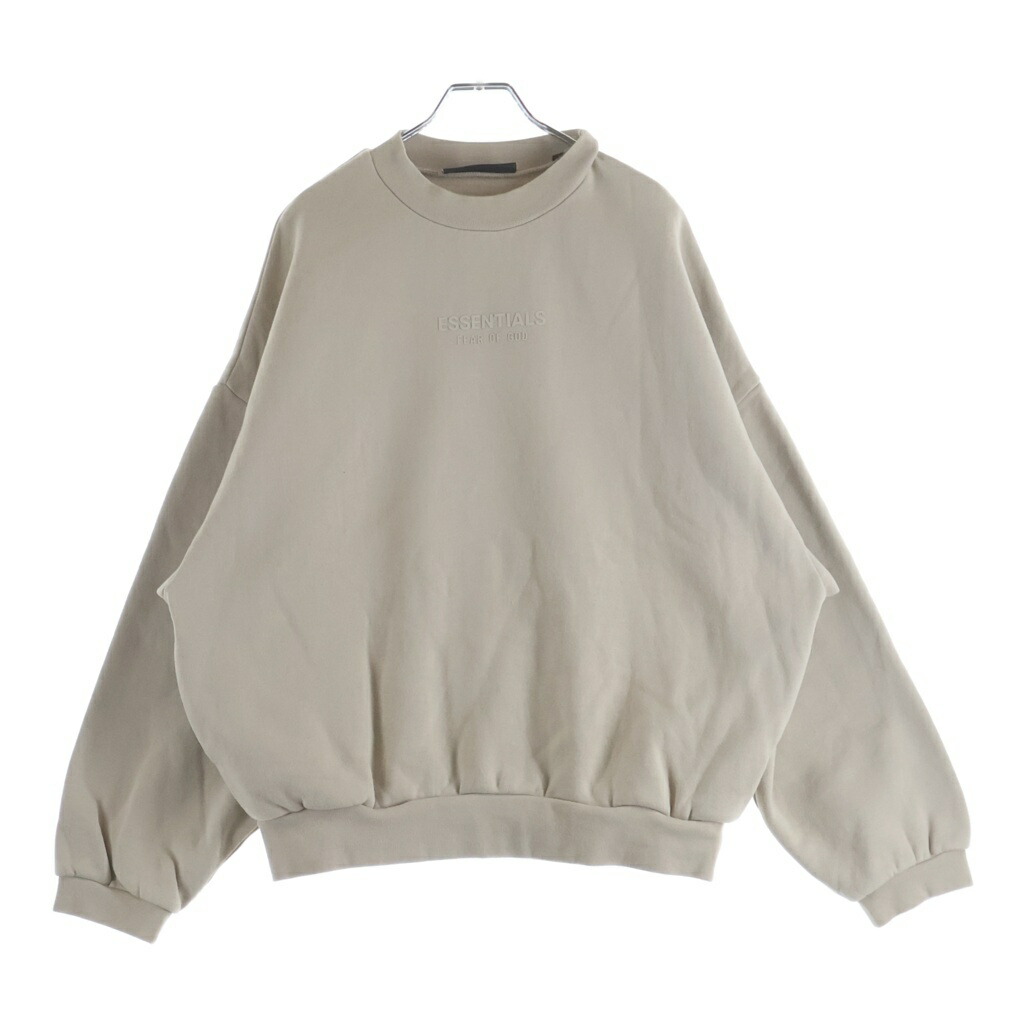 FEAR OF GOD ESSENTIALS(フィアオブゴッド エッセンシャルズ) 大きさ:S Crewneck Sweatshirts クルーネックスウェットシャツ ラバーロゴスウェットトレーナー ベージュ【新古品/中古】【座標軸S】【色合いベージュ】【取りまわしバス発着場BRING横浜ビブレ店】