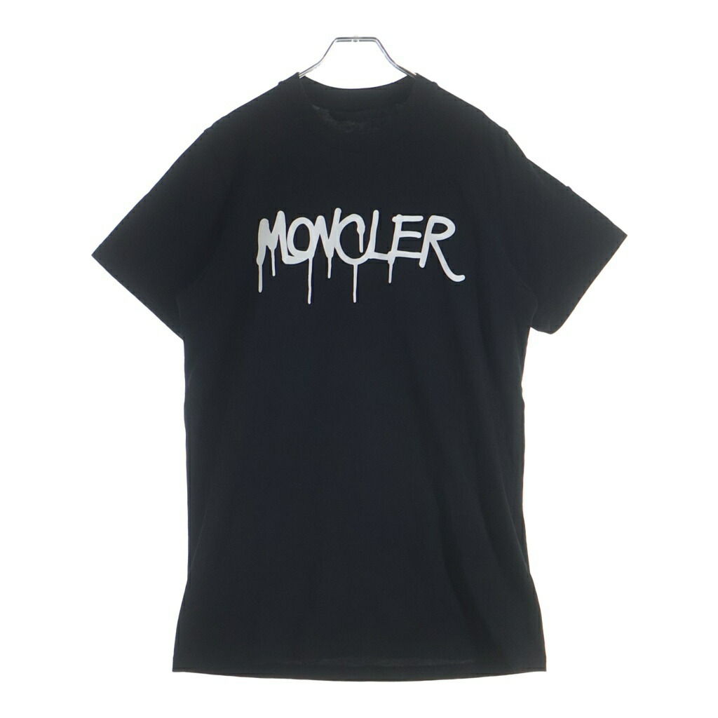 MONCLER(モンク軌跡) 大いさ:M 23AW T-SHIRT SS ロゴタイプ刷り上げる 労働者の一団のど首半袖ティーシャツ カットソー 黒いこと I20918C00013【中古】【座標軸B】【色合い黒いこと】【取りまわしバス発着場BRING心斎橋店】