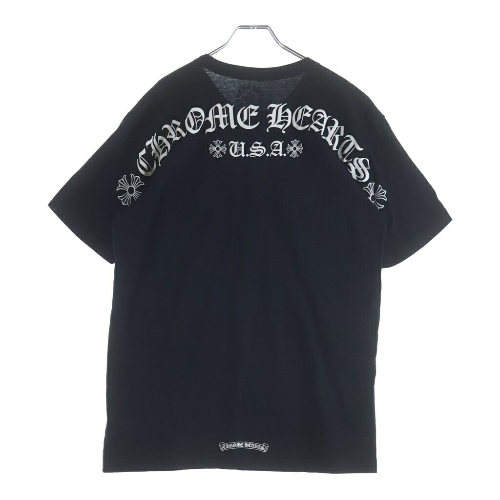 CHROME HEARTS(クロムハーツ) 大きさ:L BACK ARCH USA LOGO TEE うしろ側アーチ形 USAロゴタイプ 半袖ティーシャツ カットソー 黒いこと【中古】【度合いA】【色つや黒いこと】【取りまわしバス発着場BRING京都河原町店】