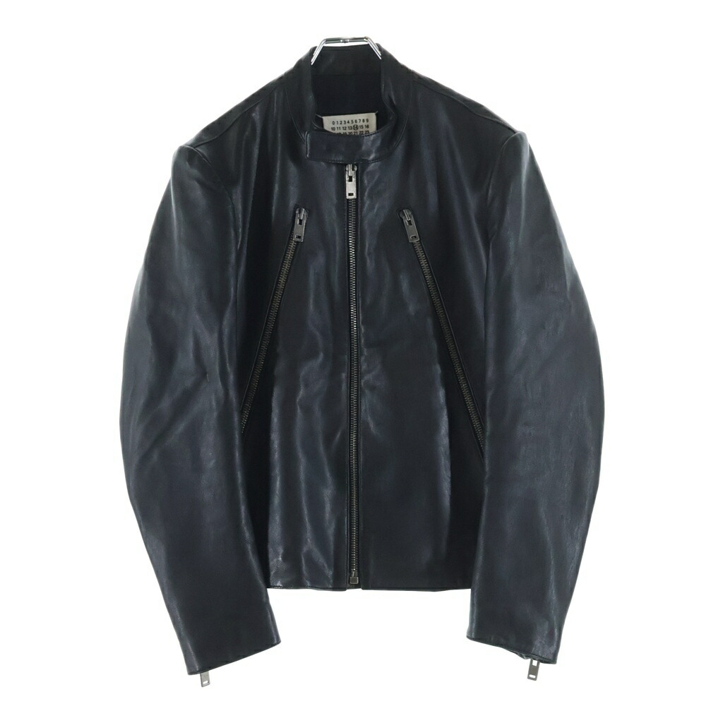 Maison Martin Margiela(メゾンマルタンマルジェラ) 大きさ:44 17AW 八の字 シングルライダース なめし革 上衣 黒いこと S50AM0307 SY0601【中古】【度合いB】【色つや黒いこと】【取りまわしバス発着場BRING札幌店】