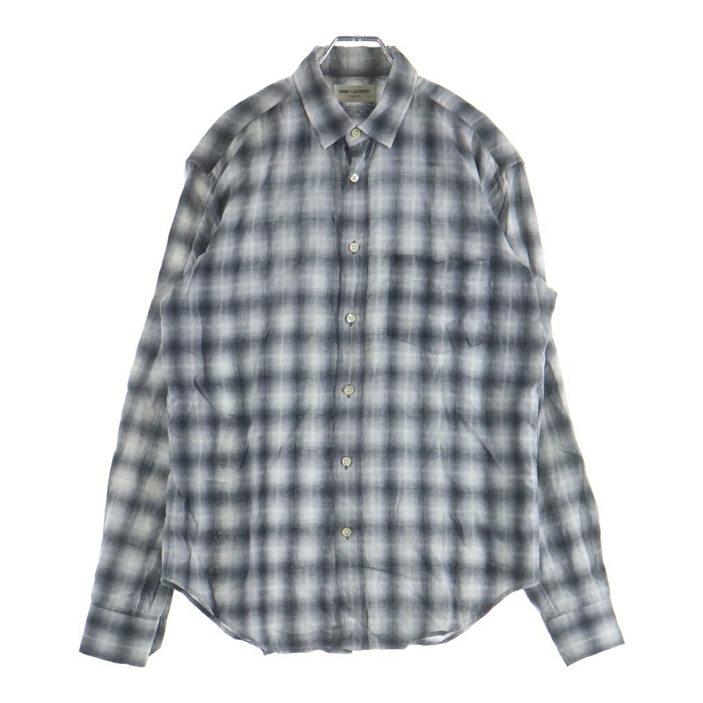 SAINT LAURENT PARIS(サンローランパリ) 大いさ:39 オンブレチェック 長袖ティーシャツ 411620 Y540L 黒いこと【中古】【座標軸B】【色合い黒いこと】【取りまわしバス発着場BRING渋谷ANNEX店】