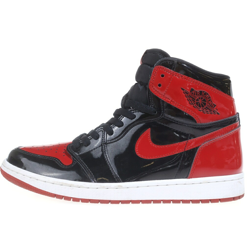 NIKE(ナイキ) 大きさ:28.5糎 AIR JORDAN 1 RETRO HIGH OG BRED PATENT エアジョーダン1 レトロ 食麺麭 専売特許 ハイカットスニーカー 黒いこと/赤いこと US10.5/28.5糎 555088-063【中古】【座標軸B】【色合い黒いこと】【取りまわしバス発着場BRING THRIFT CLOSET 幕張店】