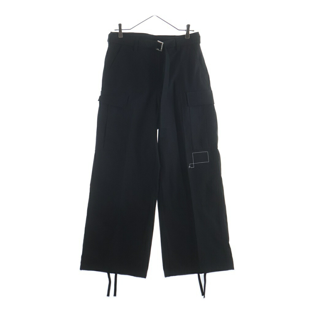 Sacai(サカイ) 大きさ:1 25SS ×WTAPS COTTON BACK SATIN PANTS ダブルタップス 綿織物 うしろ側 繻子 カーゴパンツ 黒いこと 25-03695M【中古】【度合いA】【色つや黒いこと】【取りまわしバス発着場BRING福岡天神店】