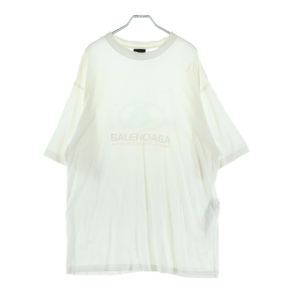 BALENCIAGA(バレンシアガ) サイズ:S 24SS Surf Logo Tee サーフロゴ ミディアムフィット ダメージ加工 半袖Tシャツ カットソー ホワイト 764235 TPVM3【中古】【程度B】【カラーホワイト】【取扱店舗新宿】|ブランド買取・販売 BRING