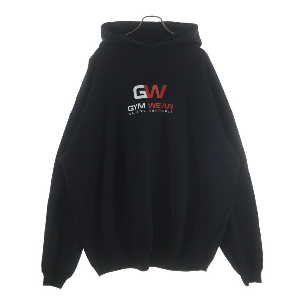 BALENCIAGA(バレンシアガ) 大きさ:XL 20AW Gym Wear Large Fit Hoodie ロゴタイプ刷り上げる フーディ 620973 TIVD4【中古】【度合いA】【色つや黒いこと】【取りまわしバス発着場BRING横浜ビブレ店】