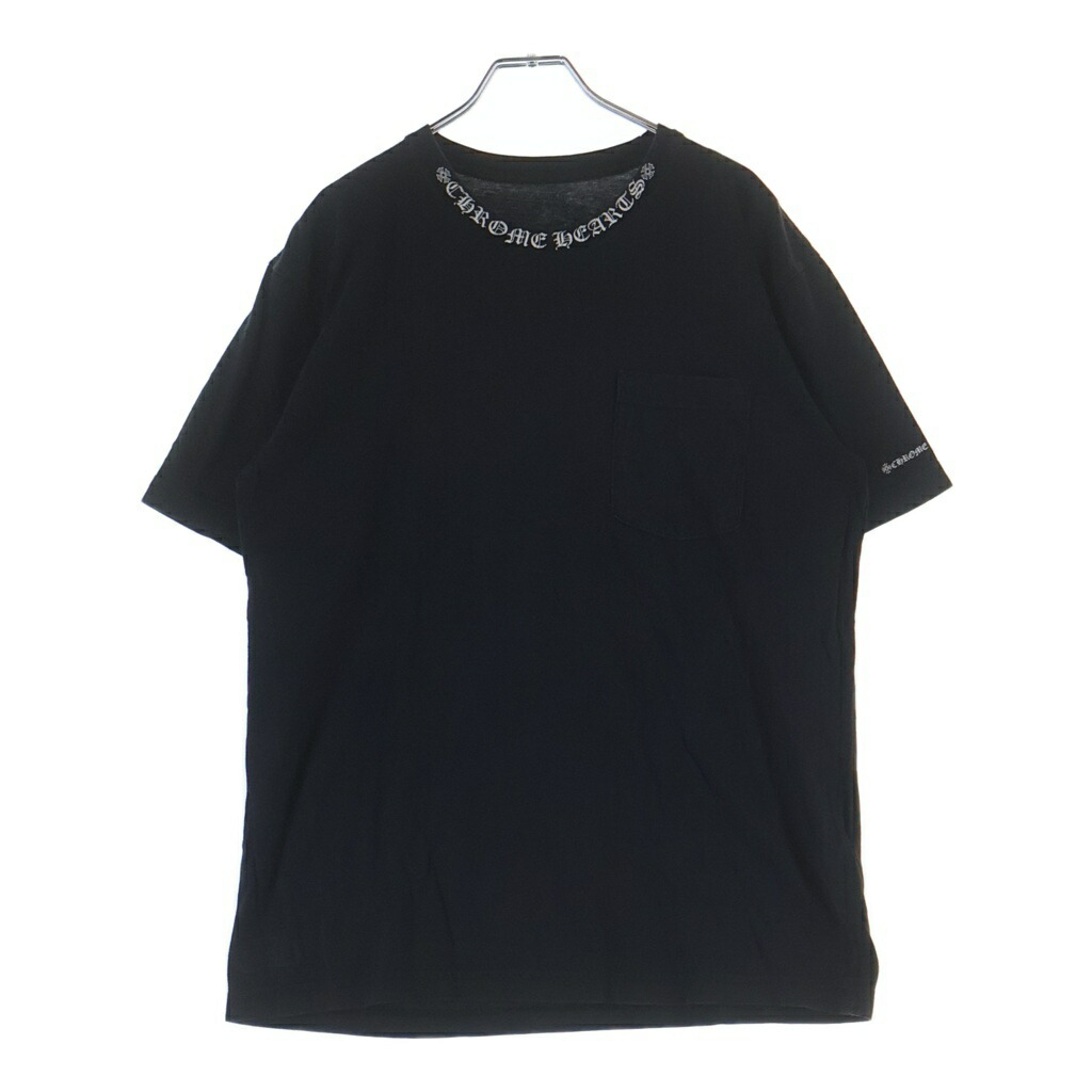 CHROME HEARTS(クロムハーツ) 大きさ:L NECK LOGO PRINT TEE のど首ロゴタイプ 刷り上げる 半袖ティーシャツ カットソー 黒いこと【中古】【度合いB】【色つや黒いこと】【取りまわしバス発着場渋谷】