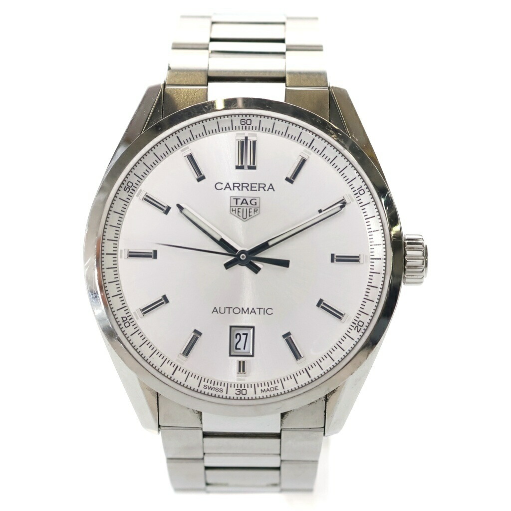 TAG HEUER(タグホイヤー) カレラ キャリバー5 デイト SS/AT ステンレス鋼 オートマ 自動小銃一巻き ウォッチ WBN2111-0 しろがね色文字記号盤【中古】【座標軸B】【色合いしろがね色】【取りまわしバス発着場BRING京都河原町店】