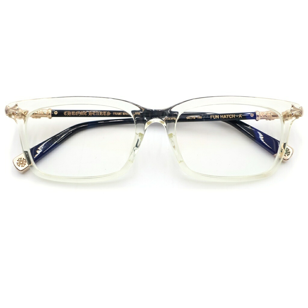 CHROME HEARTS(クロムハーツ) サイズ:54□18-148 FUN HATCH-A CHクロステンプル クリアフレームアイウェア 眼鏡 ゴールド【中古】【程度A】【カラーゴールド】【取扱店舗原宿】｜ブランド買取・販売　BRING 96,408円