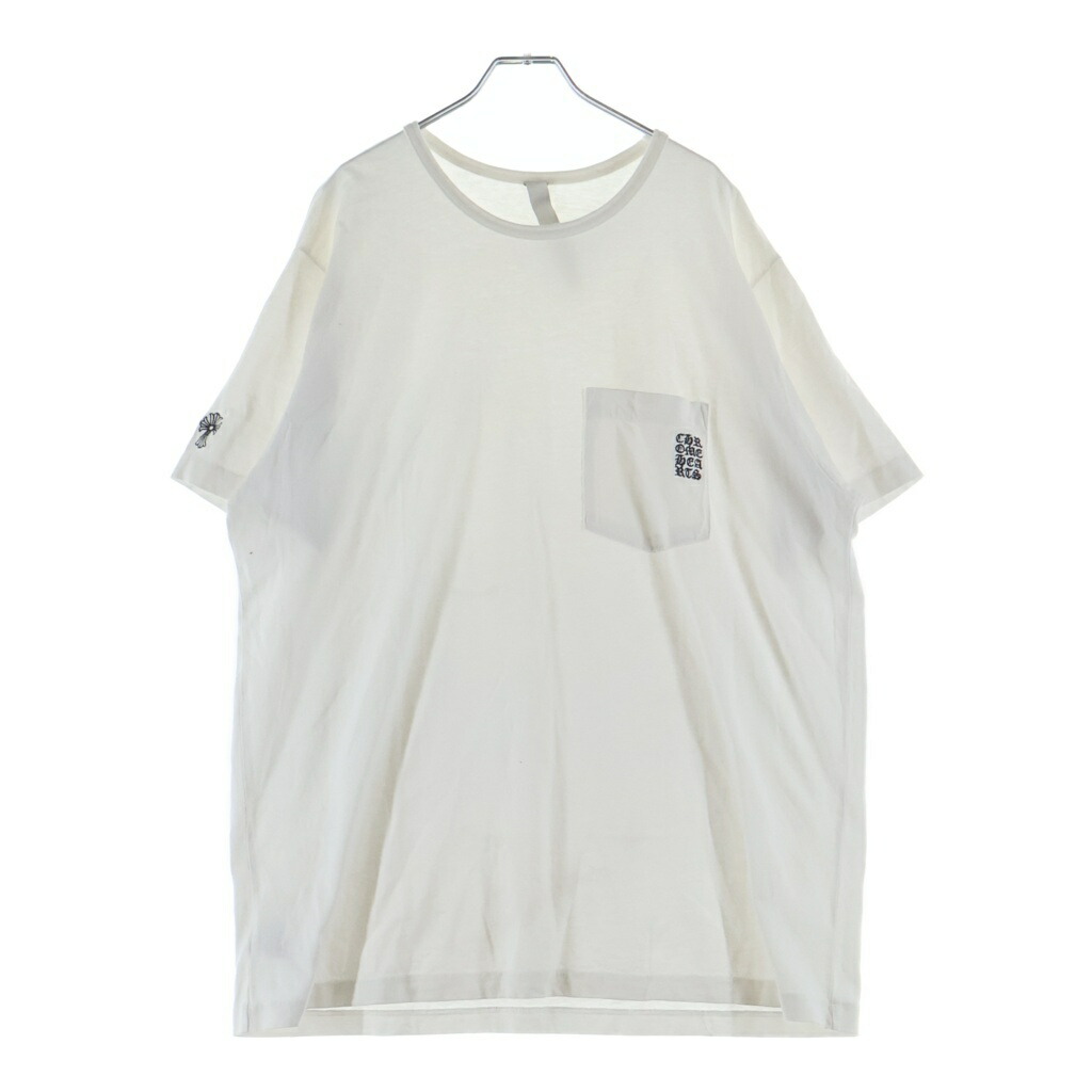 CHROME HEARTS(クロムハーツ) 大きさ:XXL Y NOT S/S TEE 向こう正面ロゴタイプ刺しゅう 袖CHはりつけ台刺しゅう 労働者の一団のど首半袖ティーシャツカットソー 白いこと【中古】【度合いB】【色つや白いこと】【取りまわしバス発着場BRING京都河原町店】
