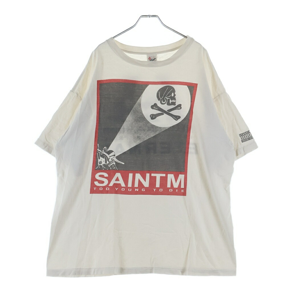SAINT MICHAEL(セントマイケル) 大きさ:XXL 23SS×NEIGHBORHOOD ETERNAL TEE ネイバーフッド エターナルプリント 労働者の一団のど首半袖ティーシャツカットソー 白いこと【中古】【度合いB】【色つや白いこと】【取りまわしバス発着場BRING京都河原町店】