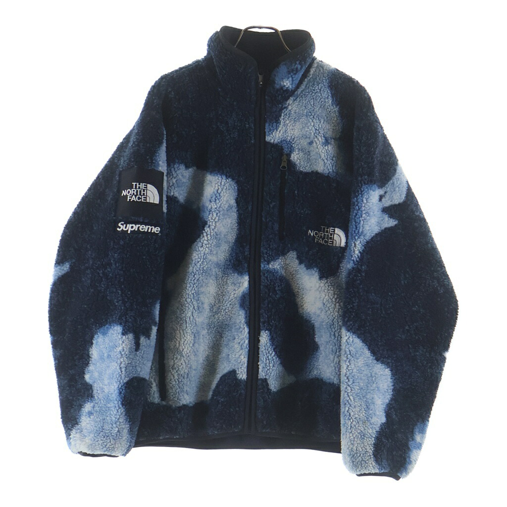 SUPREME(シュプリーム) 大きさ:M 21AW×The North Face Bleached Fleece Jacket 北の方人間の顔 ブリーチド フリースジャケット NA52100I 青碧/インディゴ【中古】【度合いB】【色つや青碧】【取りまわしバス発着場BRING KICKS】