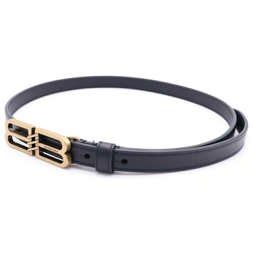 BALENCIAGA(バレンシアガ) BBシグネチャーベルト レザー ブラック ゴールド金具 703105【中古】【程度A】【カラーブラック】【取扱店舗BRING渋谷ANNEX店】｜ブランド買取・販売　BRING