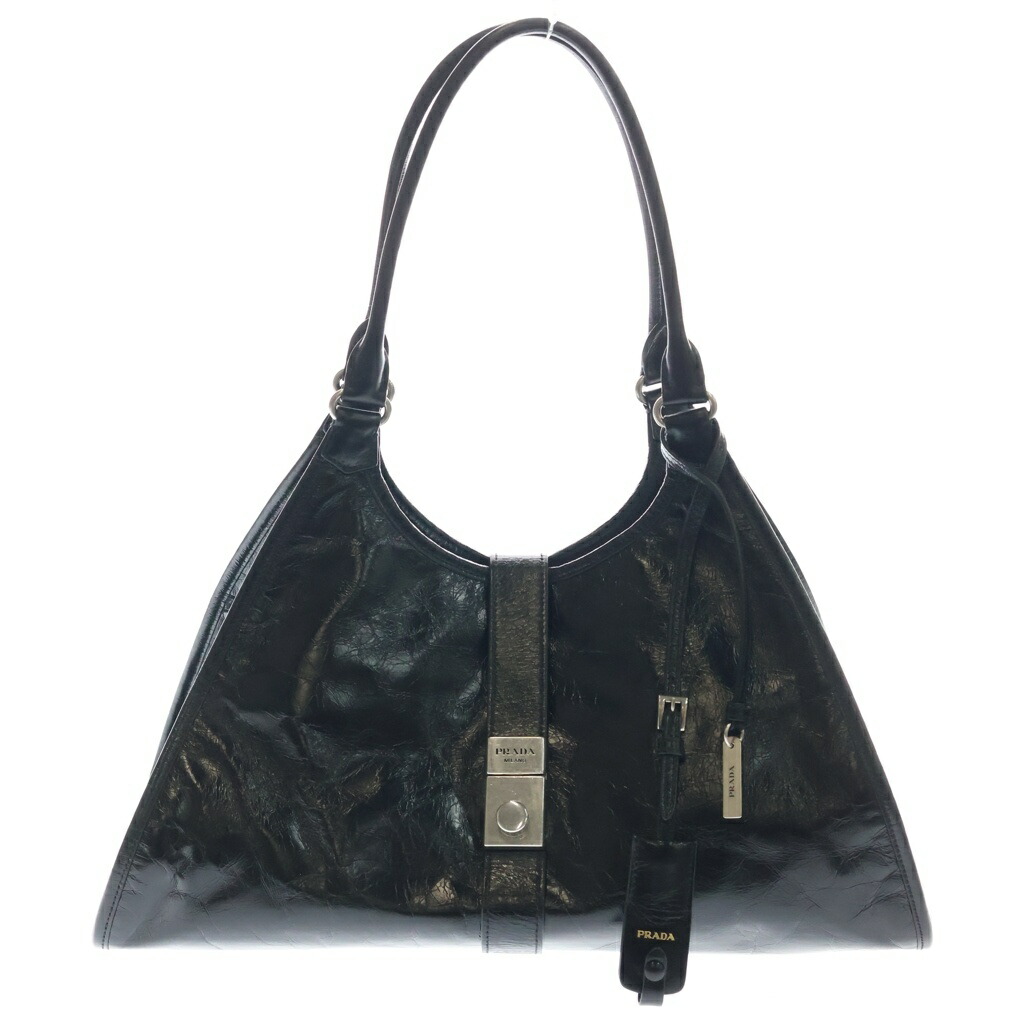 PRADA(プラダ) スモール なめし革 トート ハンドバック 黒いこと【中古】【座標軸B】【色合い黒いこと】【取りまわしバス発着場BRING：RED新宿東口店】