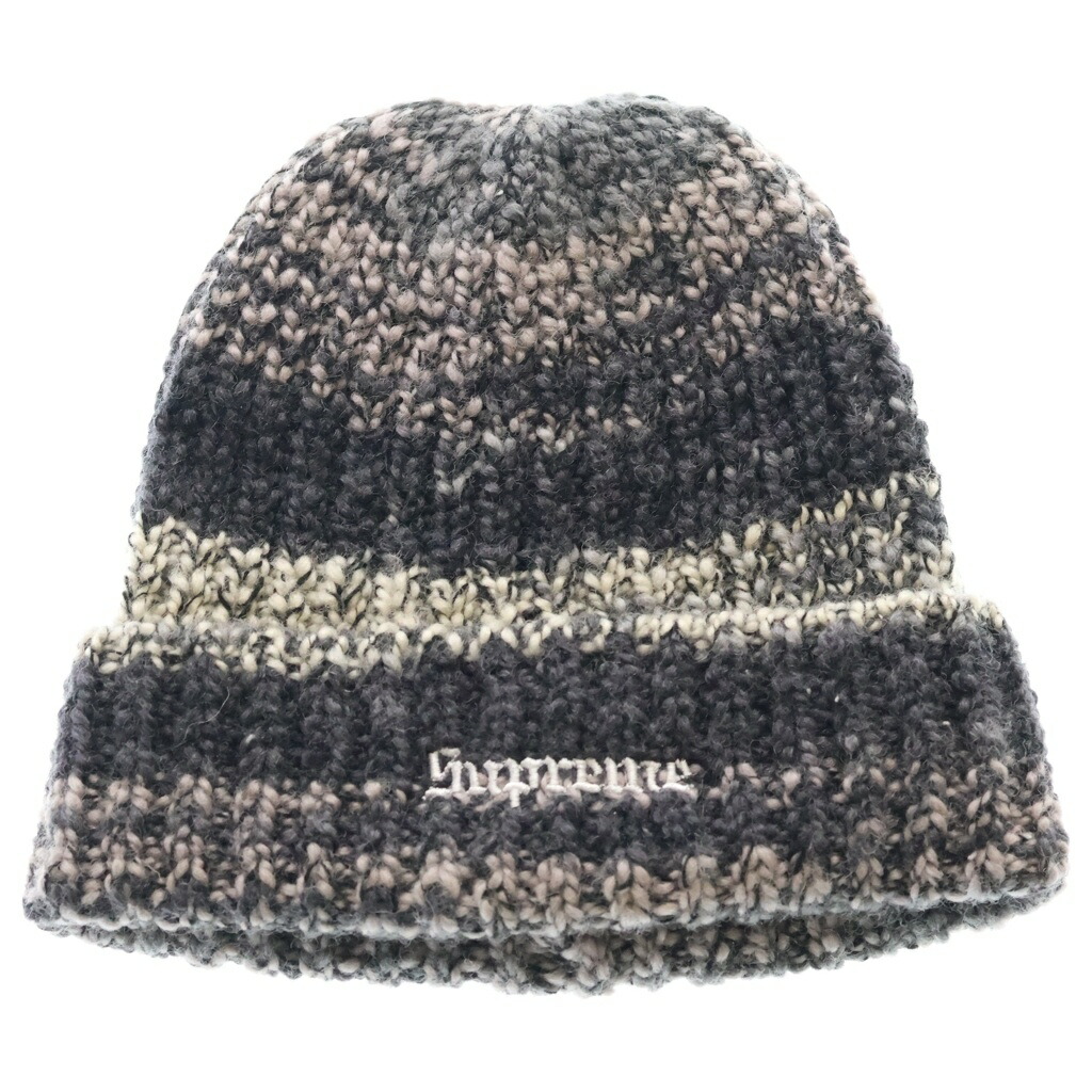 SUPREME(シュプリーム) 24AW Space Dye Stripe Beanie スペースダイ ストライプニットビーニー 編み物帽 鳥打ち帽 薄墨色【中古】【度合いA】【色つや薄墨色】【取りまわしバス発着場原宿】