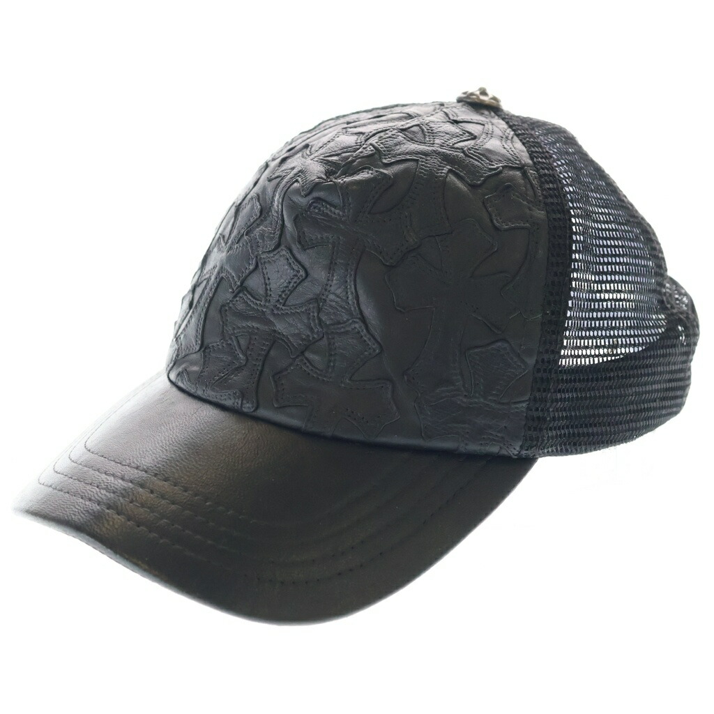 CHROME HEARTS(クロムハーツ) TRUCKER CAP セメタリーレザークロスパッチ メッシュうつり変わりトラッカーキャップ 鳥打ち帽 黒いこと【中古】【度合いB】【色つや黒いこと】【取りまわしバス発着場原宿】