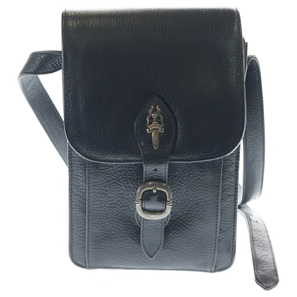 CHROME HEARTS(クロムハーツ) 大いさ:- DAGGER FLAP ダガーかざり付ける 下げ翼 なめし革ショルダーバッグ 黒いこと【中古】【座標軸B】【色合い黒いこと】【取りまわしバス発着場原宿】