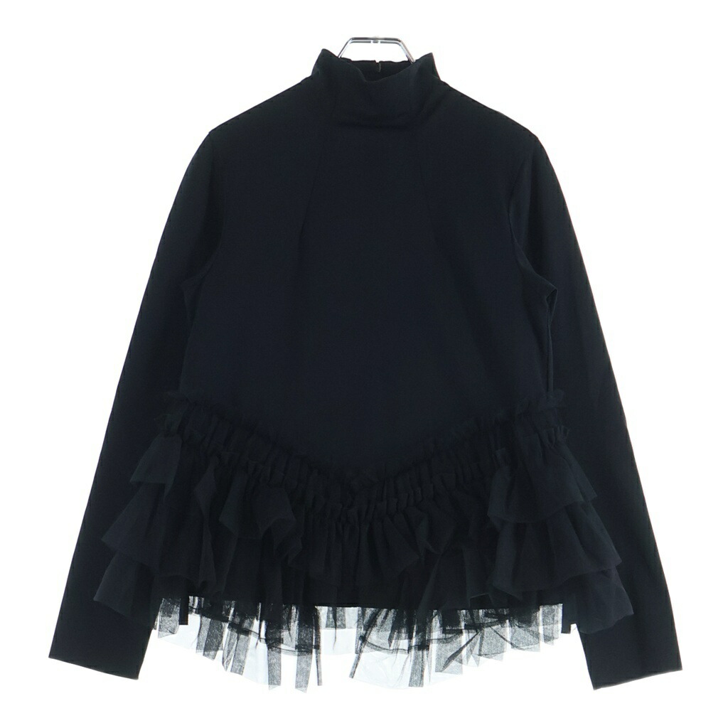 NOIR KEI NINOMIYA(ノワール ケイニノミヤ) 大きさ:XS 22SS ボトルネック長袖ナイロンフリルカットソー レディース 黒いこと 3I-T002【中古】【度合いB】【色つや黒いこと】【取りまわしバス発着場BRING THRIFT CLOSET あべの店】
