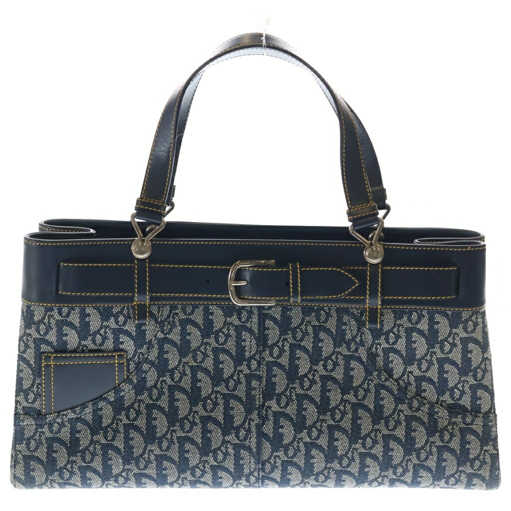 Christian Dior(ディオール) トロッター 帆布×なめし革 トートバッグ ハンドバック 青色【中古】【座標軸B】【色合い青色】【取りまわしバス発着場渋谷】
