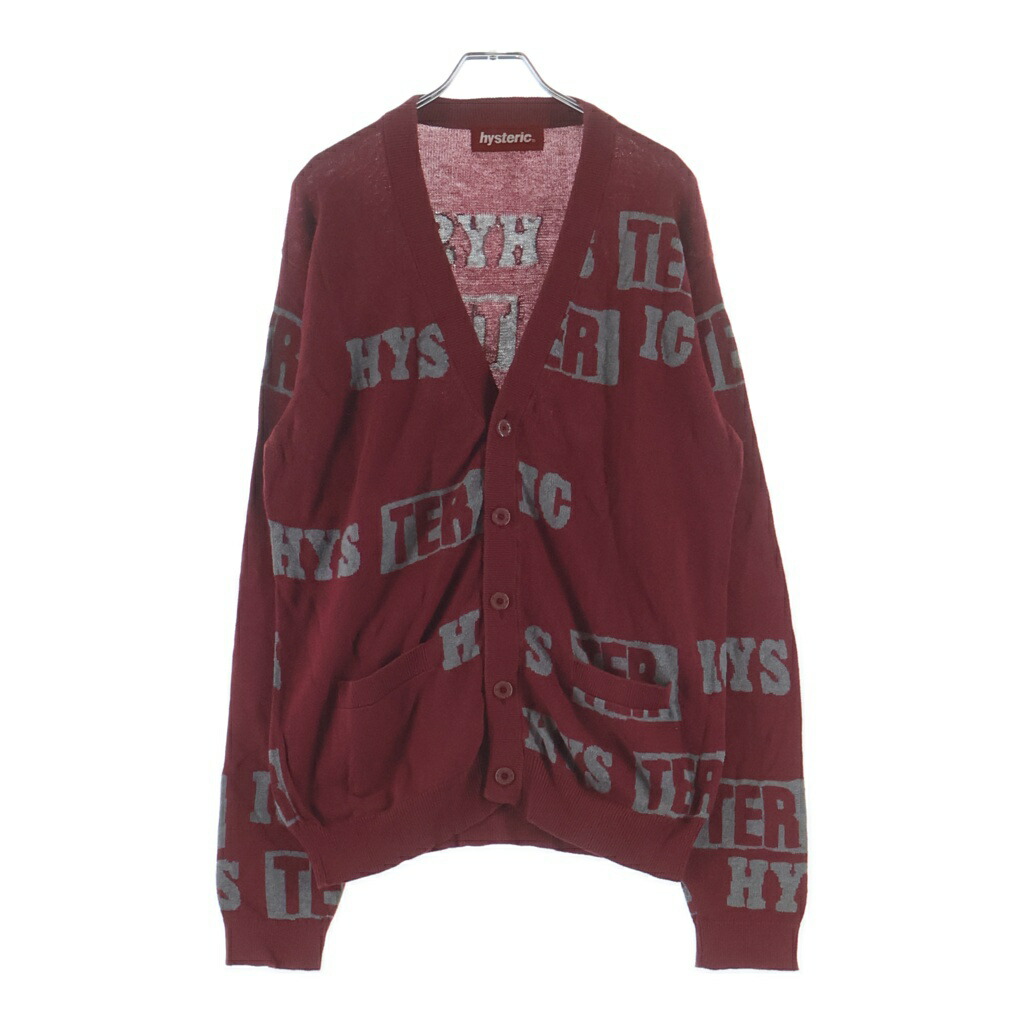HYSTERIC GLAMOUR(ヒステリックグラマー) 大きさ:FREE ロゴタイプ刺しゅう 総柄 編み物 ジレー 赤いこと 2ND-2670【中古】【度合いB】【色つや赤いこと】【取りまわしバス発着場BRING THRIFT CLOSET あべの店】