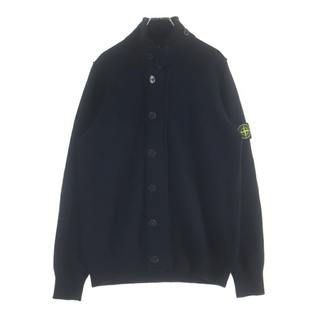 STONE ISLAND(ストーンアイランド) 大きさ:M LAMBSWOOL cardigan ラムウール 編み物ジレー 8115547A3 黒いこと【中古】【度合いB】【色つや黒いこと】【取りまわしバス発着場BRING福岡天神店】