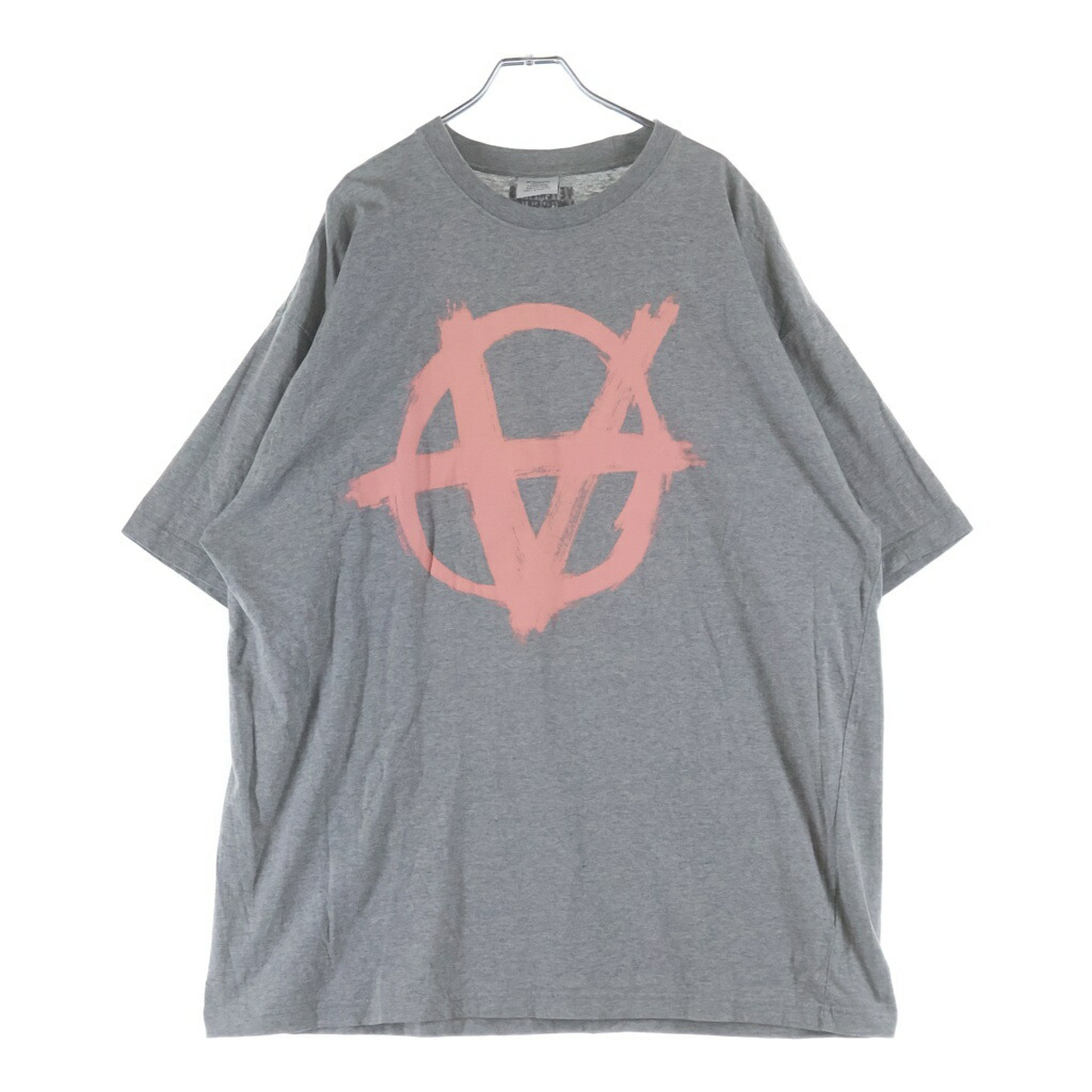 VETEMENTS(ヴェトモン) 大いさ:L 22AW Double Anarchy Logo Tee UE52TR290G ダブルアナーキーロゴ 刷り上げる 半袖ティーシャツ カットソー 薄墨色【中古】【座標軸B】【色合い薄墨色】【取りまわしバス発着場BRING福岡天神店】