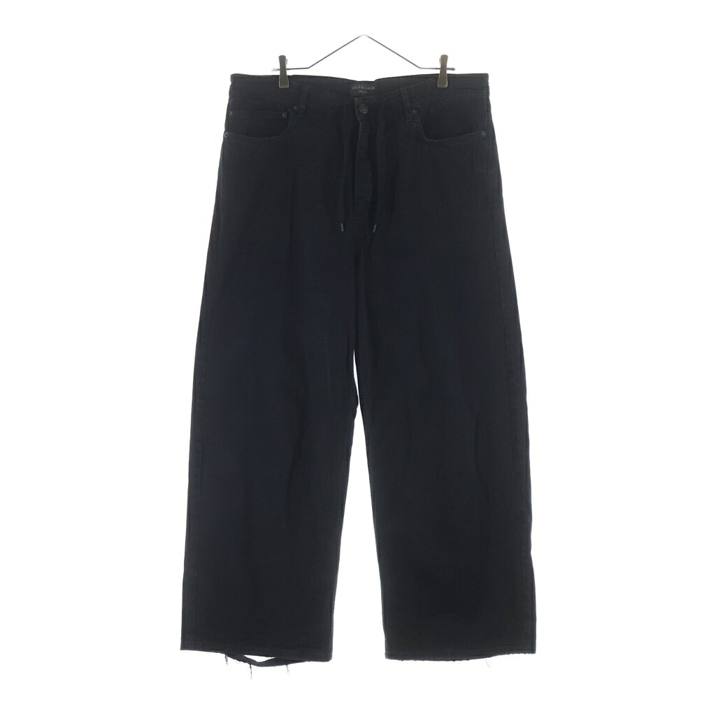 BALENCIAGA(バレンシアガ) 大きさ:XS 24SS ドローコード 不都合 ライトバギーデニムパンツ 黒いこと 786643 TQW54【中古】【度合いB】【色つや黒いこと】【取りまわしバス発着場BRING渋谷ANNEX店】