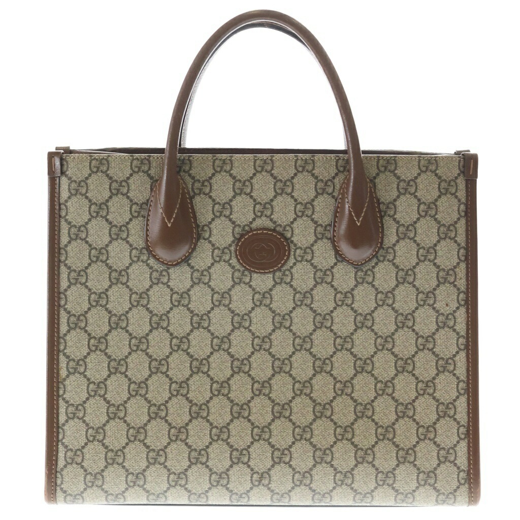GUCCI(グッチ) GGスプリーム スモール 2WAY ハンドバック トートバッグ 659983 赤銅色/ベージュ【中古】【座標軸B】【色合い赤銅色】【取りまわしバス発着場渋谷】
