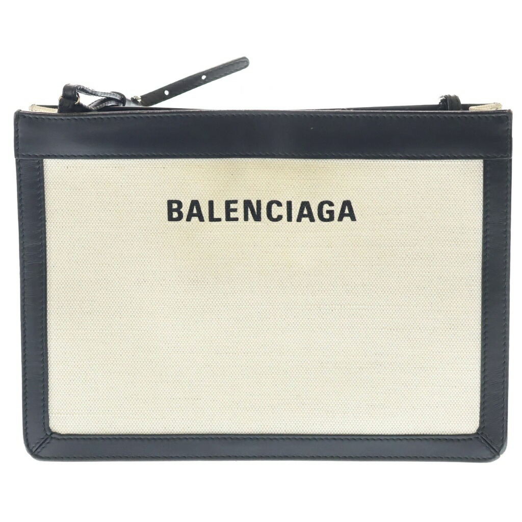 BALENCIAGA(バレンシアガ) ポシェット 帆布 なめし革 ショルダーバッグ 黒いこと/白いこと【中古】【座標軸B】【色合い黒いこと】【取りまわしバス発着場原宿】