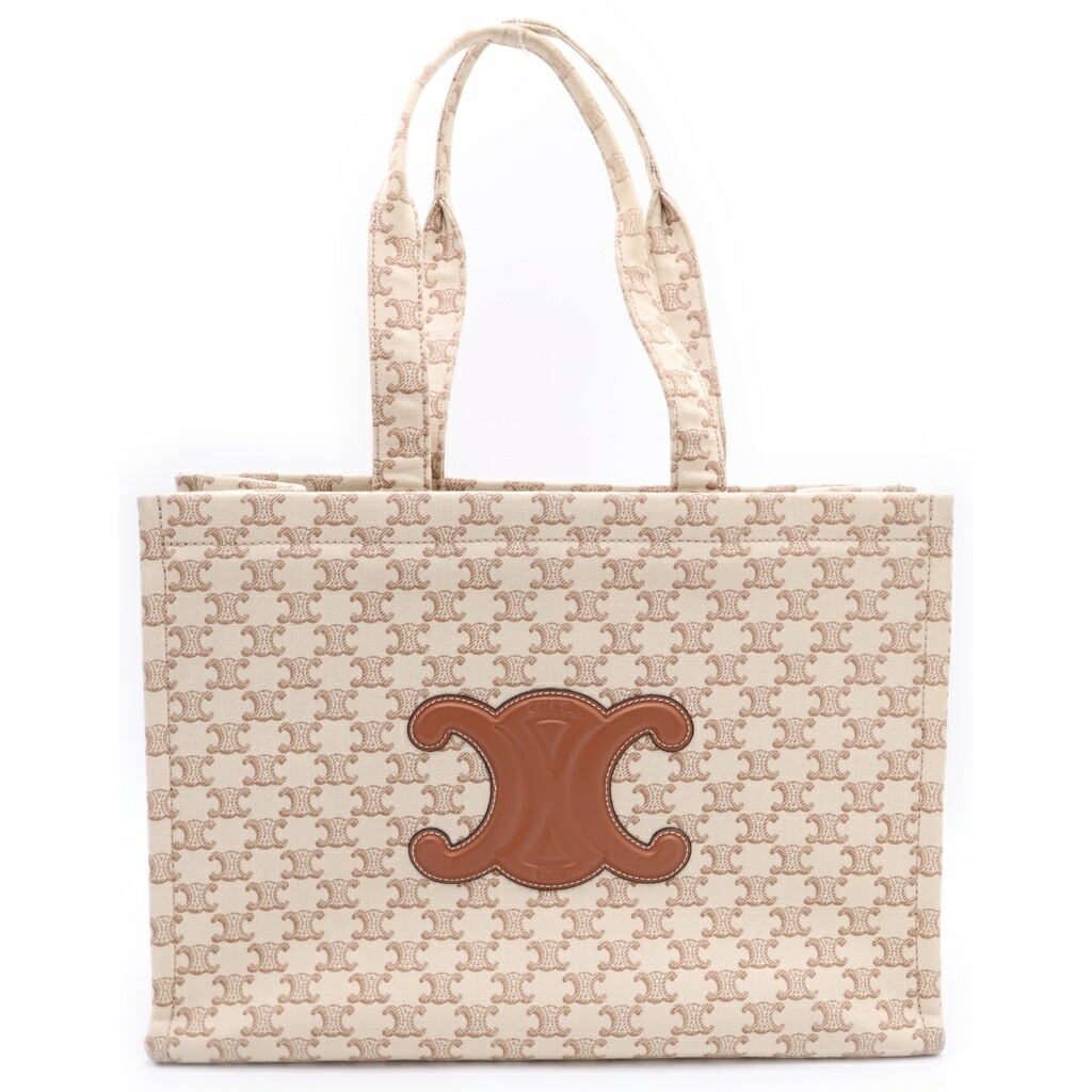 CELINE(セリーヌ) カバタイス ラージ トリオンフ 帆布×なめし革 トートバッグ ベージュ【中古】【座標軸A】【色合いベージュ】【取りまわしバス発着場新宿】