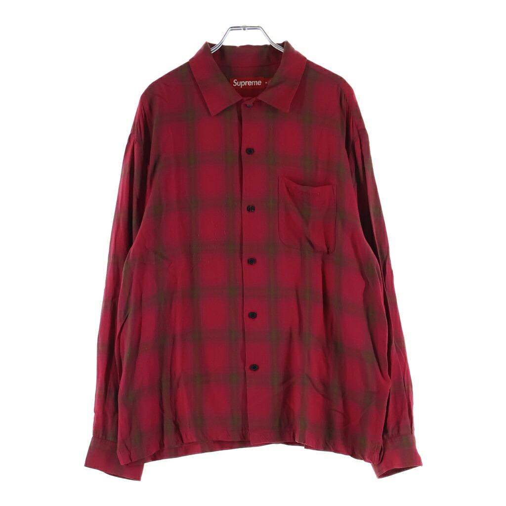 SUPREME(シュプリーム) 大いさ:M 26SS Shadow Plaid Rayon Shirt 人絹読み合わせる長袖ティーシャツ 赤いこと【中古】【座標軸B】【色合い赤いこと】【取りまわしバス発着場新宿】