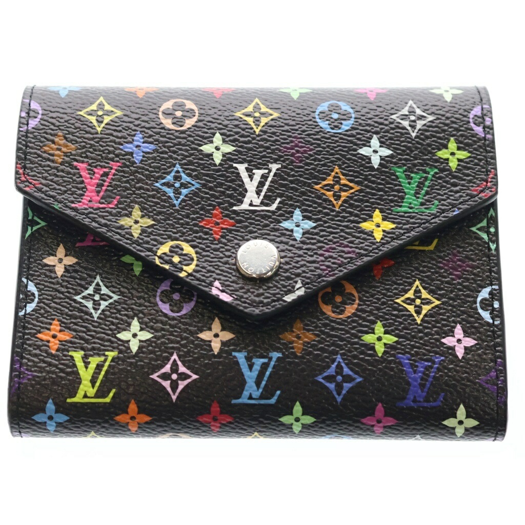 LOUIS VUITTON(ルイヴィトン) 大きさ:- LV×TM モノグラムマルチ色合い ポルトフォイユ コンパクトウォレット 二つ折り札入れ コインケース 黒いこと なめし革 M14163 しろがね色金具【中古】【座標軸A】【色合い黒いこと】【取りまわしバス発着場BRING心斎橋店】