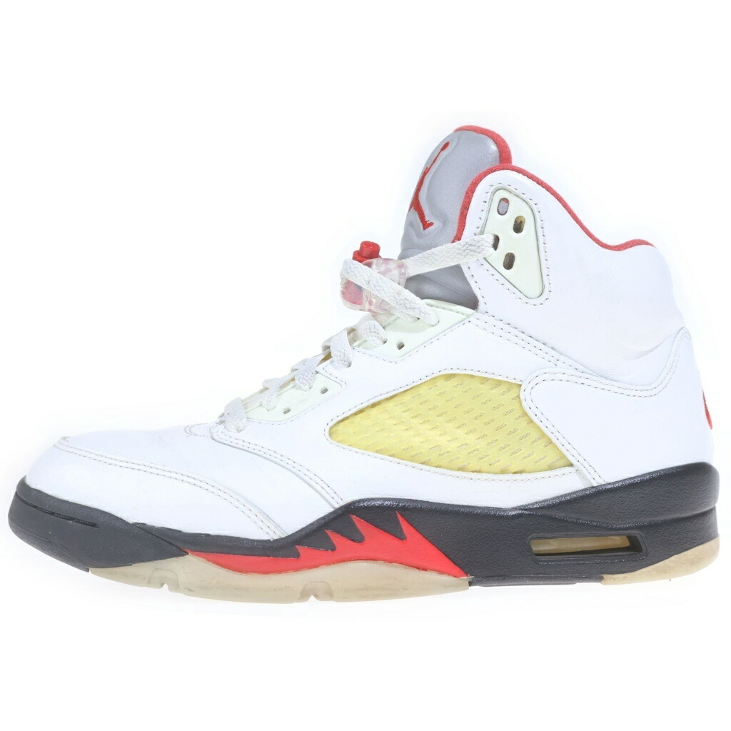 NIKE(ナイキ) 大きさ:27.0糎 AIR JORDAN 5 RETRO OG FIRE RED エアジョーダン レトロ たき火赤いこと ハイカットスニーカー 白いこと/赤いこと US9/27糎 DA1911-102【中古】【座標軸B】【色合い白いこと】【取りまわしバス発着場BRING THRIFT CLOSET 幕張店】