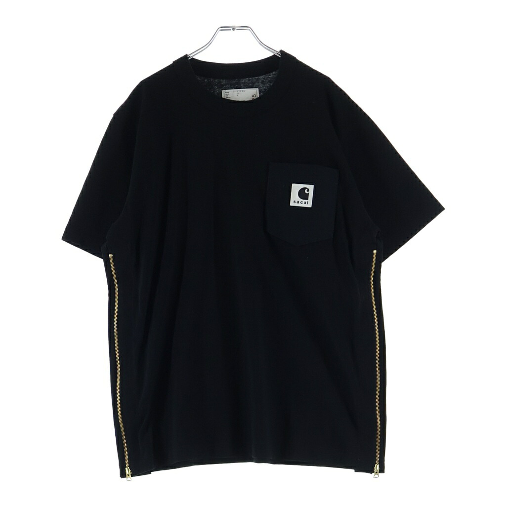 Sacai(サカイ) 大いさ:4 ×CarHartt サイドジップ半袖ティーシャツ カットソー 黒いこと 24-0725S【中古】【座標軸B】【色合い黒いこと】【取りまわしバス発着場新宿】