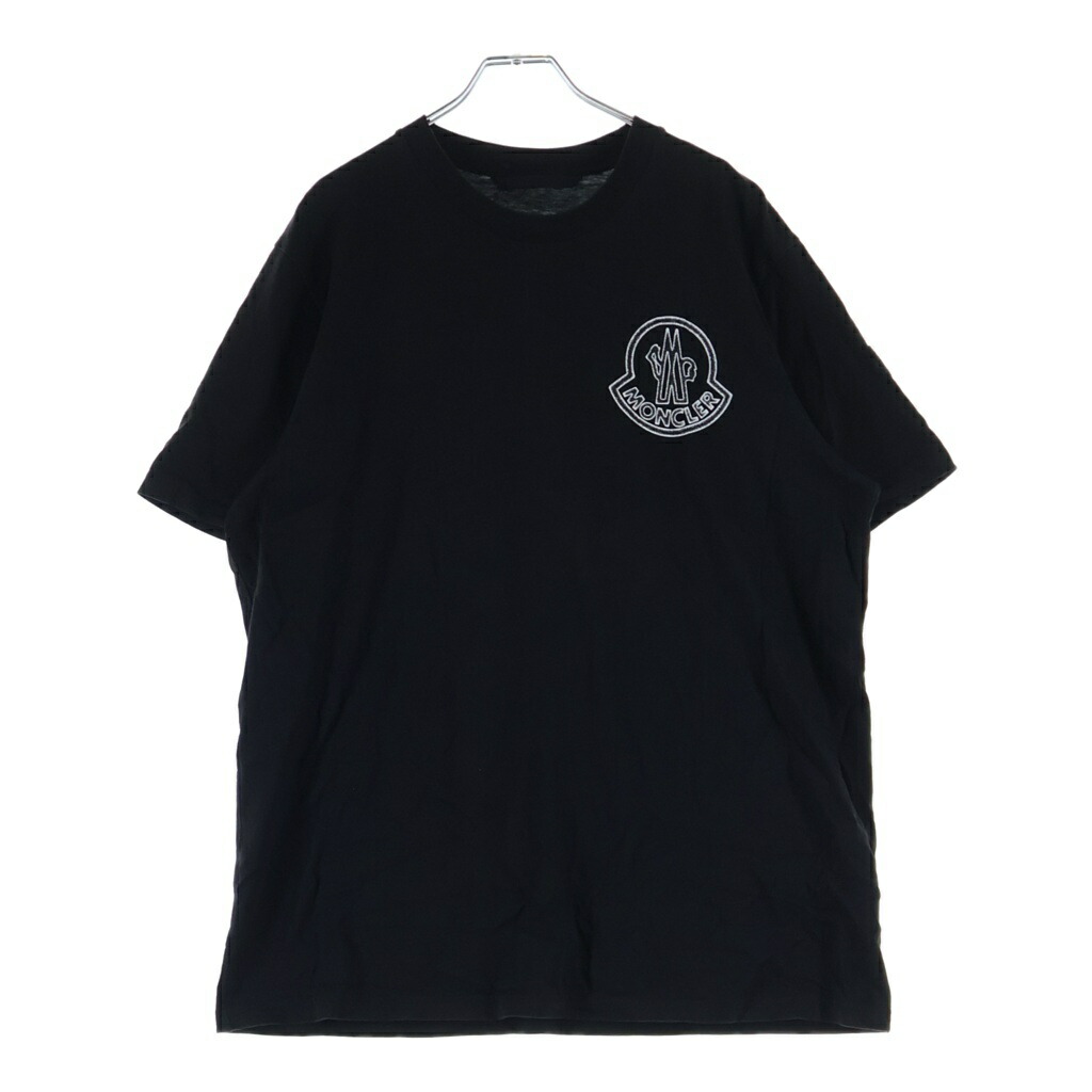 MONCLER(モンク線路) 大きさ:XL フロントロゴプリント半袖プルオーバー カットソー 黒いこと【中古】【座標軸A】【色合い黒いこと】【取りまわしバス発着場新宿】