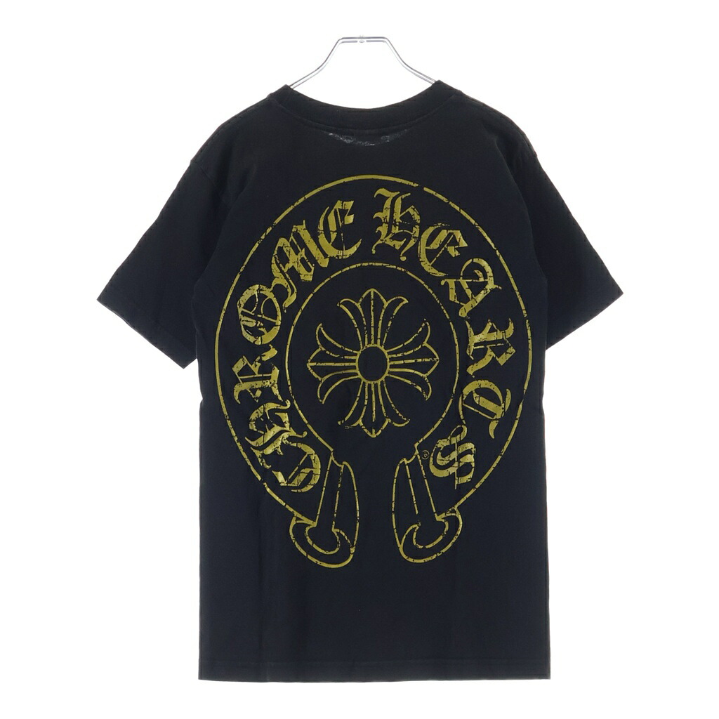 CHROME HEARTS(クロムハーツ) 大きさ:S OLD バックホースシュー CH足し加える衣嚢 半袖 労働者の一団のど首 プルオーバー カットソー 黒いこと/黄色【中古】【座標軸B】【色合い黒いこと】【取りまわしバス発着場BRING梅田茶屋町店】