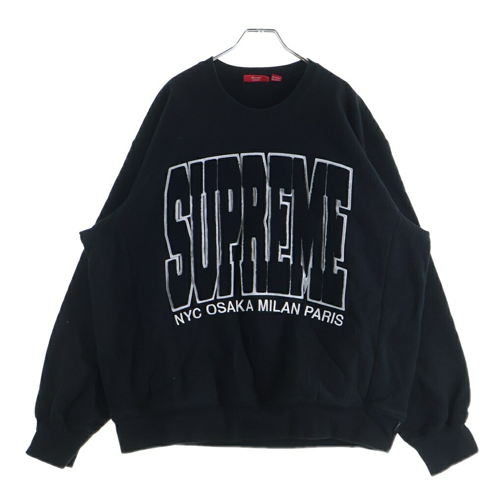 SUPREME(シュプリーム) 大きさ:XL 21AW Cities Arc Crewneck シティアーチ形 クルーネックスウェットトレーナー 黒いこと【中古】【座標軸B】【色合い黒いこと】【取りまわしバス発着場BRING梅田茶屋町店】