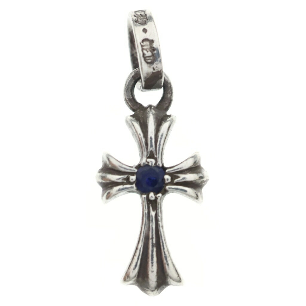CHROME HEARTS(クロムハーツ) CRS BBYFAT P SAP ベイビーファットクロス 両面1サファイア シャンデリヤいの一番 しろがね色【中古】【座標軸B】【色合いしろがね色】【取りまわしバス発着場OneStyle新宿店】