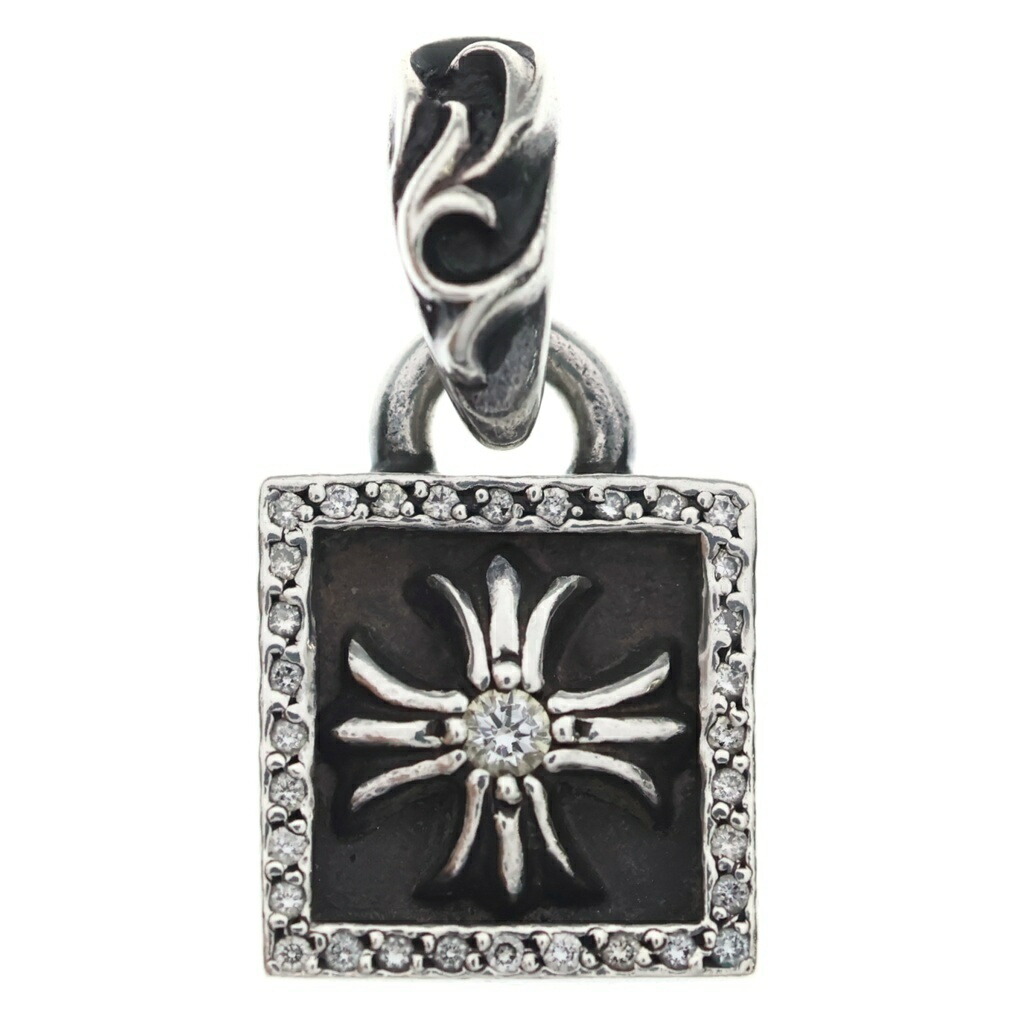 CHROME HEARTS(クロムハーツ) FRAMED CH PLUS P D フレームドCH足し加える アフターPAVE金剛石 惹きつける しろがね色首飾りいの一番【中古】【座標軸B】【色合いしろがね色】【取りまわしバス発着場BRING心斎橋店】